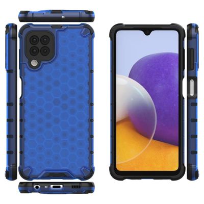 2. Honeycomb Case armor cover with TPU Bumper for Samsung Galaxy A22 4G blue