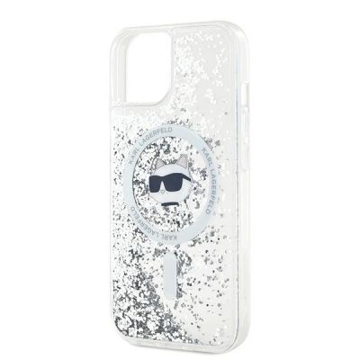 6. Karl Lagerfeld Liquid Glitter Choupette Head MagSafe case for iPhone 14 / 15 / 13 - transparent