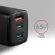 2. AXAGON ACU-DPQ65 Wall charger, GaN 65W, 3x port (USB-A + dual USB-C), PD3.0/QC4+/PPS/Apple