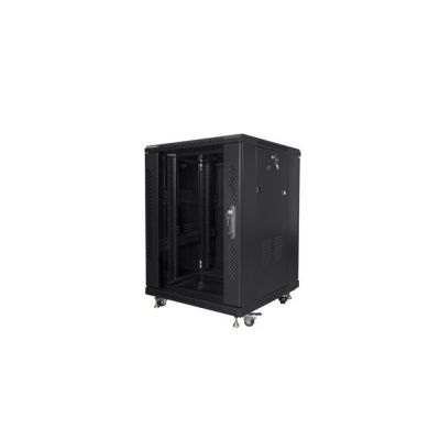 6. Lanberg FF01-6615-12B Rack Cabinet (15U; 19''; 848mm / 600mm / 600 mm; floor-standing; Glass; 800 kg; black)