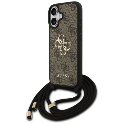 2. Guess 4G Big Logo Cord Stap Crossbody Case for iPhone 17 - Brown