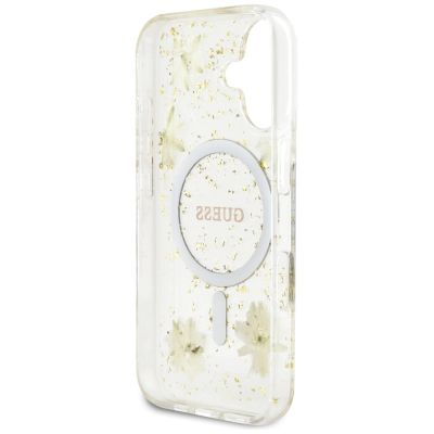 7. Guess Resin Flowers Glitter MagSafe iPhone 16 Case - Beige