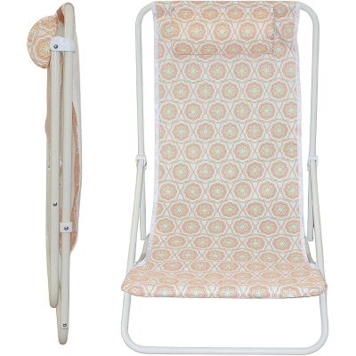 4. FOLDABLE BEACH CHAIR WITH HEADREST, ORANGE