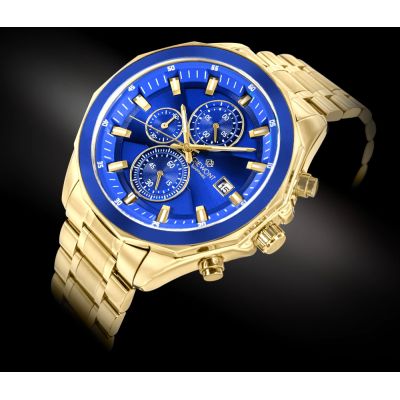 2. Men's Watch Giewont Chronograph Sapphire Gold Blue GW7290-B6