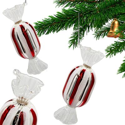 MICA SILVER GLASS MOLDED CANDY ORNAMENT 13 CM