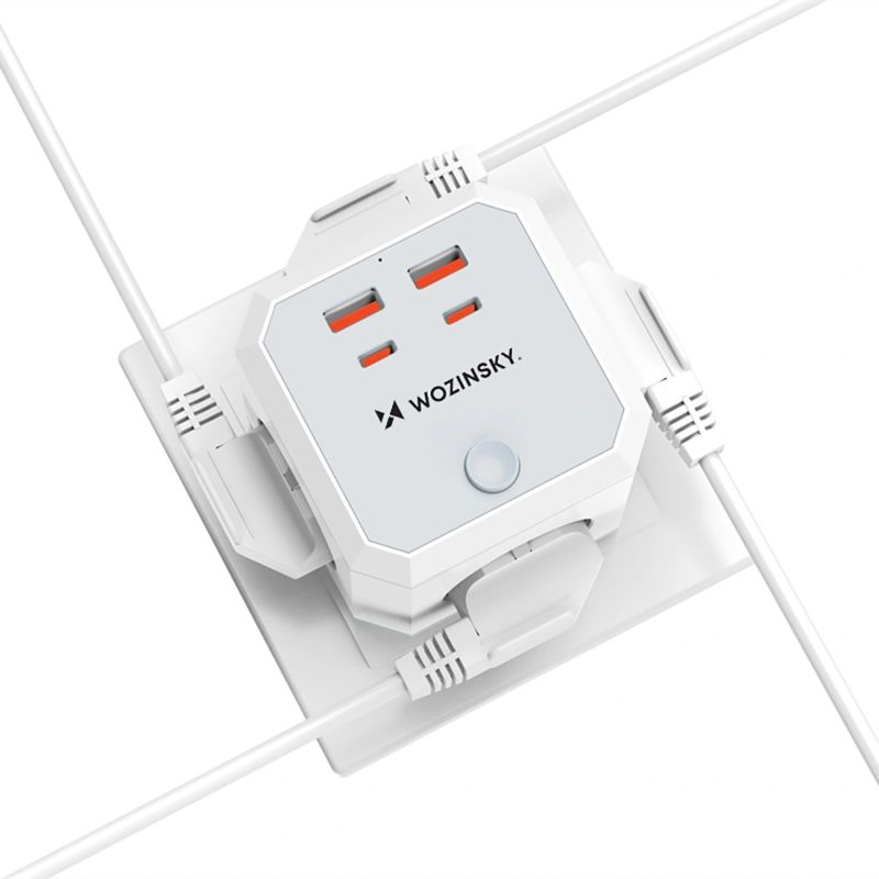3. Wozinsky WKZ-4B Power Cube 3x AC 2x USB-A 2x USB-C PD 20 W 4000 W - White