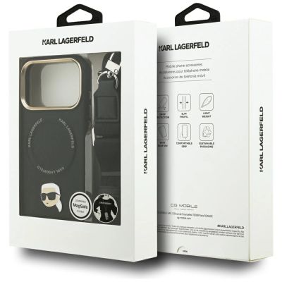 10. Karl Lagerfeld Big Strap Karl Metal Logo MagSafe Case for iPhone 17 Pro - Black