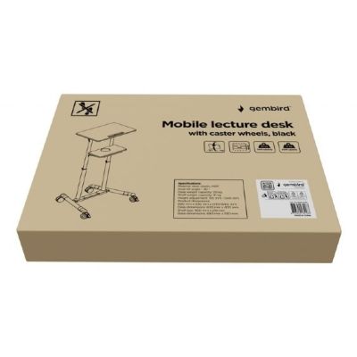 5. Gembird Mobile Stand with Height-Adjustable Wheels, Black