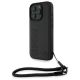 BMW Signature Leather Wordmark Cord Case for iPhone 16 Pro - Black