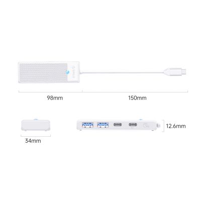 2. Orico PAPW2AC-C3 USB Hub 4-port 2x USB-A 3.0 1x USB-C 3.0 with USB-C PD 100W charging 0.15m - white
