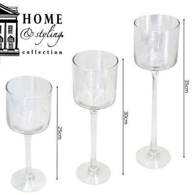 4. GLASS CANDLESTICK MIRROR EFFECT 25, 30, 35CM