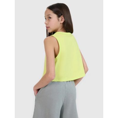 5. Girls' oversize printed crop top 4F 4FJWSS25TSLEF112-45S