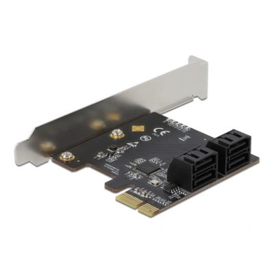 DeLOCK 4 Port SATA PCI Express x1 Card - Low Profile Design