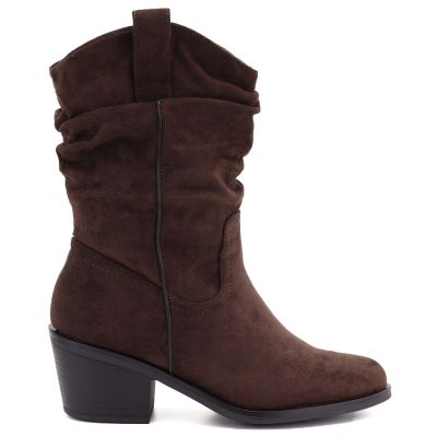 7. Women's ankle boots, ruffled cowboy boots, brown, Vinceza HX27-16536