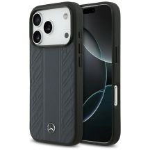 Mercedes Leather Laurel Leaves Stripes MagSafe Case for iPhone 17 Pro - Blue