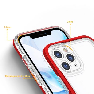 4. Clear 3in1 Case for iPhone 11 Pro Max Frame Cover Gel Red