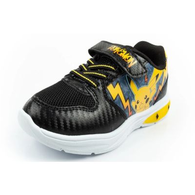 3. Leomil children's sports shoes Pokemon sneakers lightweight with velcro LED black yellow