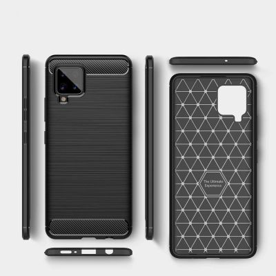 5. Carbon Case Flexible Cover TPU Case for Samsung Galaxy A42 5G black