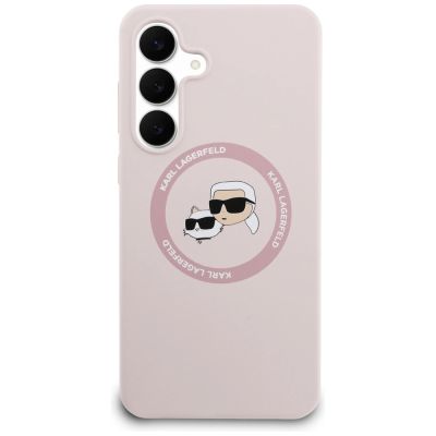 3. Karl Lagerfeld Silicone Karl & Choupette Heads MagSafe Case for Samsung Galaxy S25 FE - Pink
