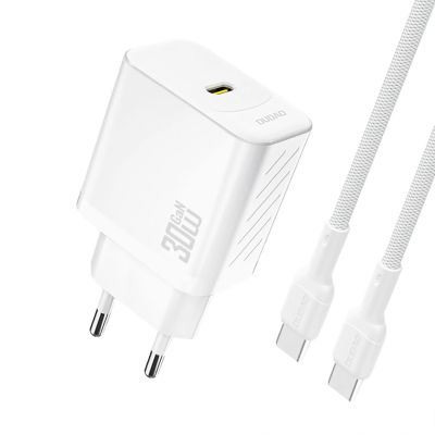 Dudao A27PCEU PD 30W GaN USB-C Wall Charger with USB-C Cable - White