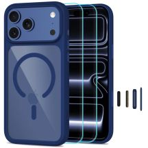 Tech-Protect MagOne MagSafe CC Case + Tempered Glass 2-Pack for iPhone 18 Pro Max / 17 Pro Max - Clear Navy Blue