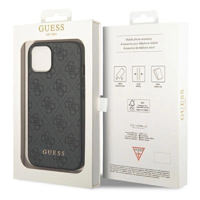 8. Guess 4G Metal Gold Logo Case for iPhone 14 Plus / 15 Plus - Gray