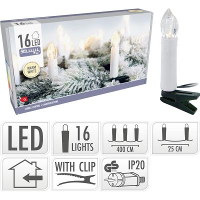 4. CHRISTMAS TREE LIGHTS LIGHT CHAIN CANDLES 16 LED WARM WHITE