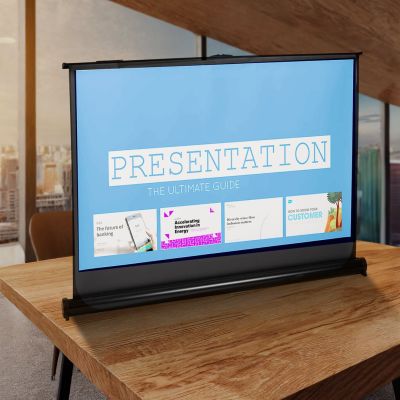 9. MACLEAN PORTABLE COMPACT DESK PROJECTION SCREEN, 45", 4:3 MC-961