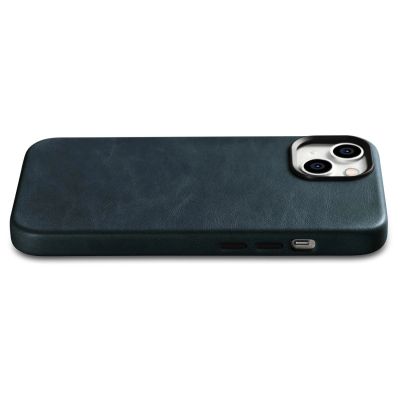 11. iCarer Oil Wax Premium Leather Case iPhone 14 Plus Magnetic Leather Case with MagSafe Dark Blue (WMI14220703-BU)