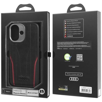 10. Audi R8 Genuine Leather MagSafe Case for iPhone 17 - Black and Red