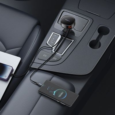 9. Baseus Enjoyment Pro 55W USB-A Car Charger with Retractable Lightning Cable - Black