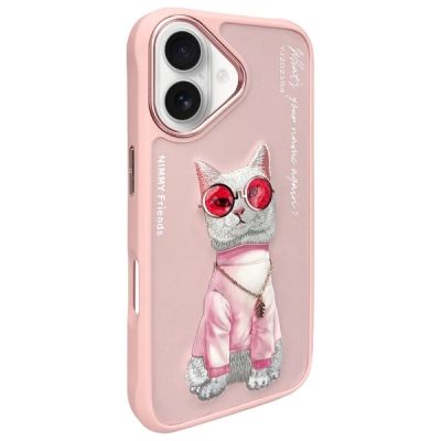 2. Nimmy Glasses Cool Cat iPhone 16 Case - Pink