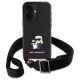 2. Karl Lagerfeld Saffiano Karl&Choupette Metal Pin CBDY Strap iPhone 16 Case - Black