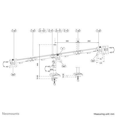 19. Desk mount for 3 monitors 10-27" NEOMOUNTS DS60-600BL3