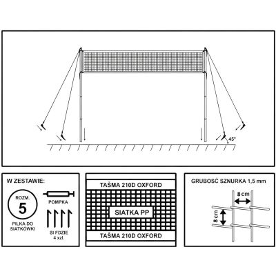 24. VOLLEYBALL SET DELUXE 570x55x230CM 5IN1 ENERO
