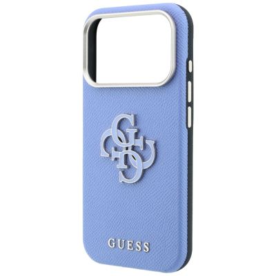 6. Guess Grained & Big Resin Logo case for iPhone 18 Pro / 17 Pro - blue