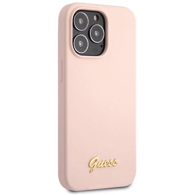 4. Guess GUHCP13XLSLMGLP iPhone 13 Pro Max 6.7" light pink/light pink hardcase Silicone Script Gold Logo