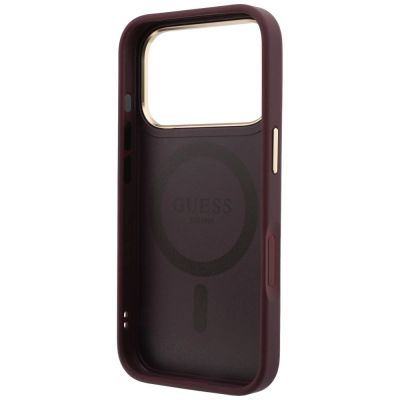 7. Guess Ring Stand 360 Grained Classic Logo MagSafe Case for iPhone 18 Pro Max / 17 Pro Max - Burgundy