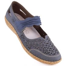 Rieker W RKR648 blue leather openwork shoes