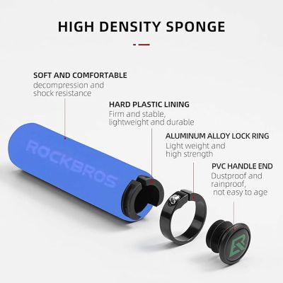 4. Rockbros BT1001BLBK sponge bicycle handlebar grips - blue and black