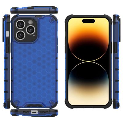 17. Honeycomb case for iPhone 14 Pro Max armored hybrid cover blue