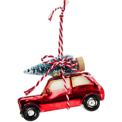 2. MOULDED GLASS CHRISTMAS BAUBLE CAR SASKA GIFT & DECOR