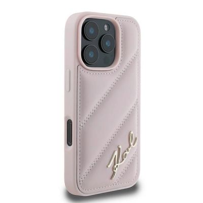 4. Karl Lagerfeld Quilted Signature iPhone 16 Pro Max Case - Pink