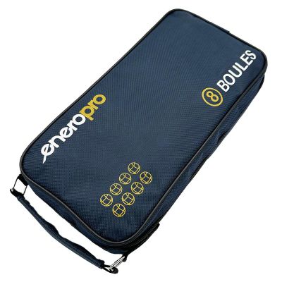 10. 8-PIECE PETANQUE BALLS - BLACK BOULE, ENERO PRO COVER