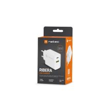 NATEC RIBERA USB-A + USB-C 20W POWER DELIVERY WHITE CHARGER NUC-2061