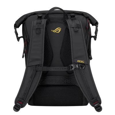 ASUS ROG SLASH Backpack Edition 20 Roll-Up Backpack Black Polyester, Waxed Leather (Pull Up)