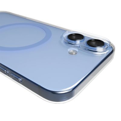 5. Puro Lite Mag TPU+PC Case Compatible with MagSafe for iPhone 17 - Transparent with Blue Ring