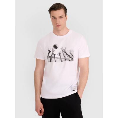 Men's regular t-shirt with volleyball print 4F 4FRAW25TTSHM3319-10S