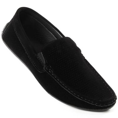 Men's Suede Slip-On Loafers with Openwork Black News 4873