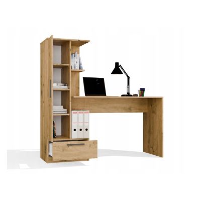 5. COSMO OAK ARTISAN Desk + Shelf Set